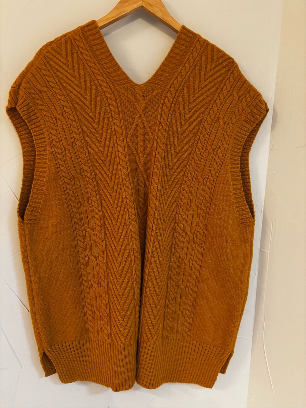 Anthropologie Cable-Knit V-Neck Vest in Mustard - NWOT - Picture 4 of 5